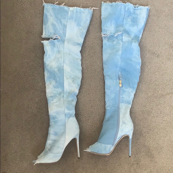 Denim over the knee boots - Picture 2 of 5